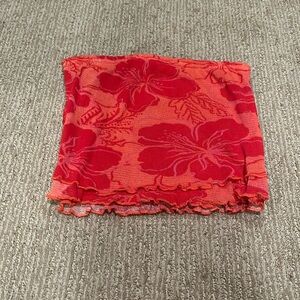 Free people red and orange floral print bandeau top size small